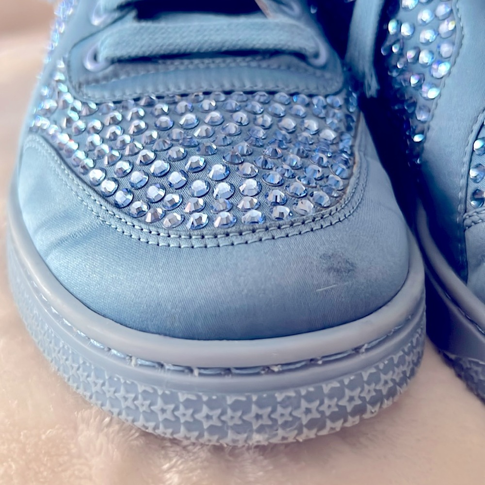 GUCCI 👟 RARE CODA BLUE SATIN LEATHER RHINESTONE CRYSTAL HIGH-TOP SNEAKERS 8.5 - Picture 9 of 15